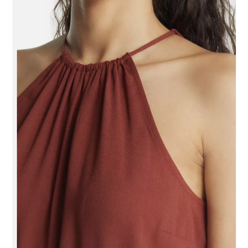 New Chelsea 28 Women's Burgundy Halter Neck One-Piece Jumpsuit Size Small — image 8 of 8